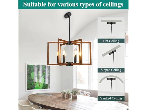 Bairth Adjustable Wood Grain Kitchen Chandelier