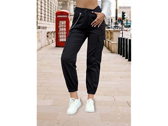 Zaful Women (S) Cargo Pants High Waisted Chain