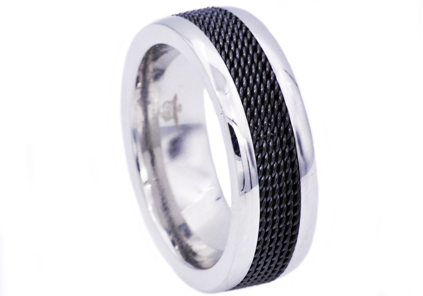 Stainless Steel Mesh Inlay Ring - Gallery 4