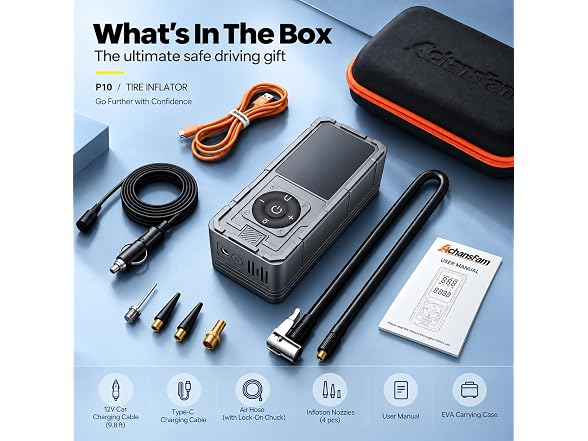 Achansfam Portable Tire Inflator, Gray