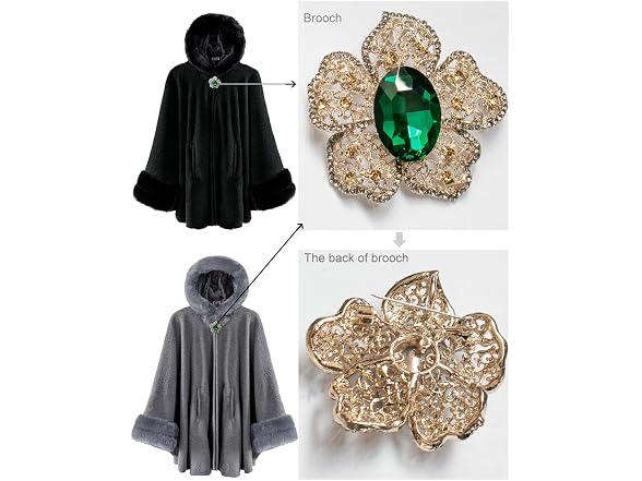 Dahlia Women (L) Winter Poncho Cape Faux Fleece