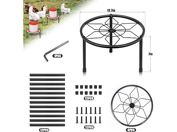 LOTKEY 4 PCS Metal Stand for Chicken Feeder Water