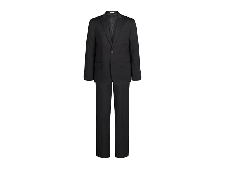 Calvin Klein Boys' 2-Piece Formal Suit Set, Includes Single Breasted Jacket & Straight Leg Dress Pants with Belt Loops & Functional Pockets, Black Stretch, 20