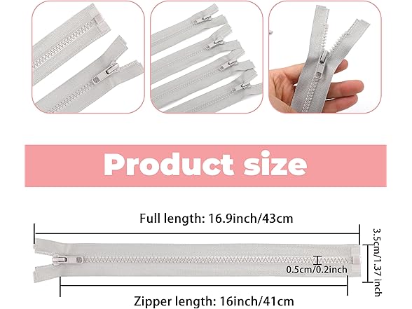 YAKA 4PCS #5 5 inch Separating Jacket Zippers
