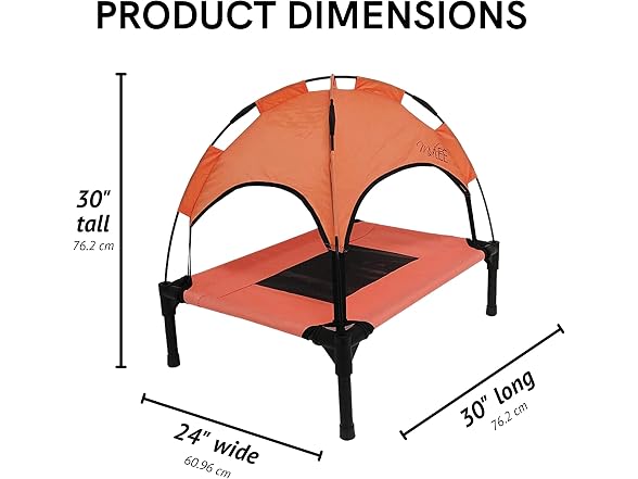 Midlee Salmon Dog Cot with Canopy (24" x 30")