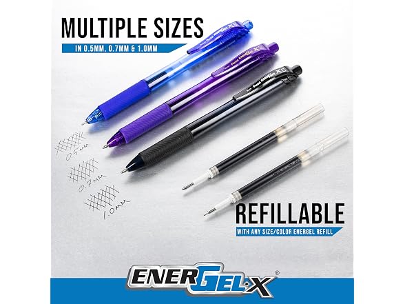 Pentel EnerGel-X Retractable Liquid Gel Pen, 0.5mm, Fine Line