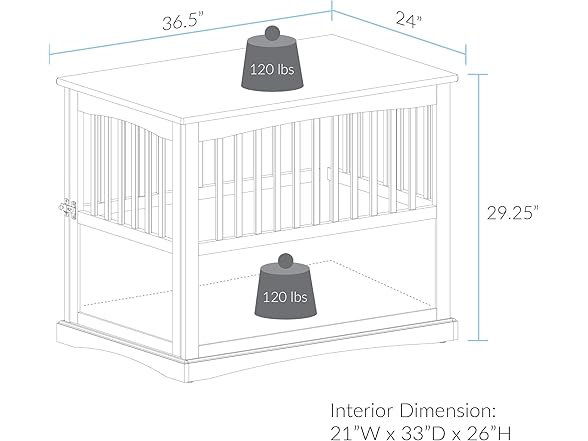 Casual Home Wooden Large Pet Crate, End Table