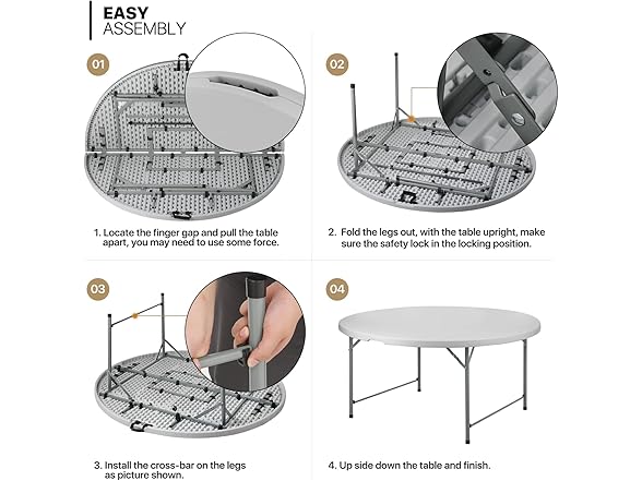 MoNiBloom 5.5Ft Round Folding Table