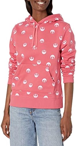 Amazon Essentials Disney | Marvel | Star Wars | Princess Women's Fleece Pullover Hoodie Sweatshirts, Pink Star Wars Rebel, Small