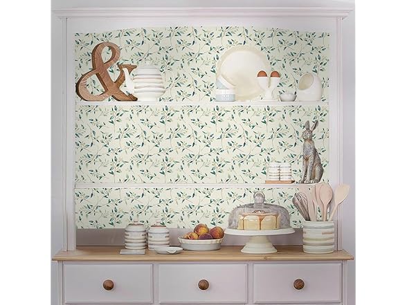 OUSCACH Vintage Floral Wallpaper Green