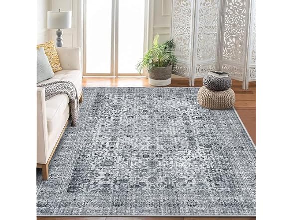 GarveeHome Washable Rug 5x7 Boho Grey