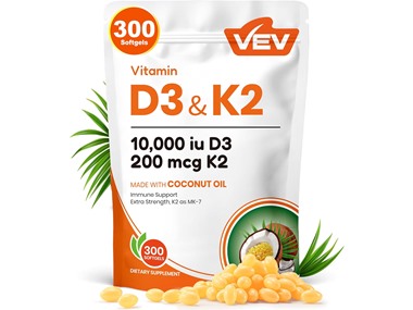 $15.99, Was $34.95, 54% Off! Vitamin D3 K2 300 Coconut Oil Softgels dealfomo