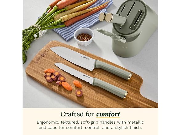 Artisan Elite Stainless Steel Cutlery 6 Piece Knife Block Set, Green
