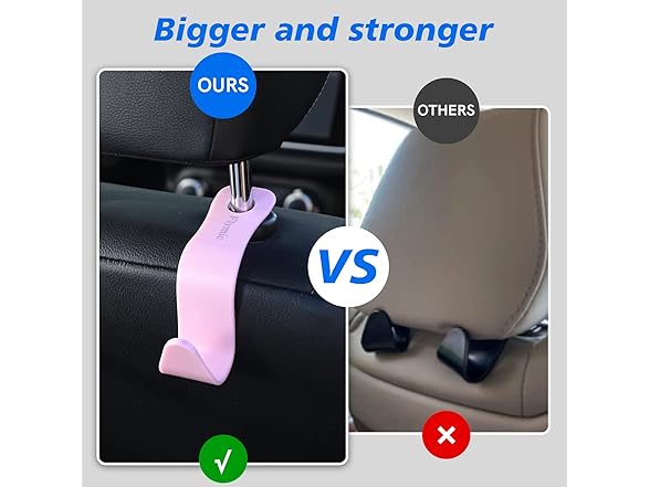 Car Seat Headrest Hook, 4 Pack, Pink