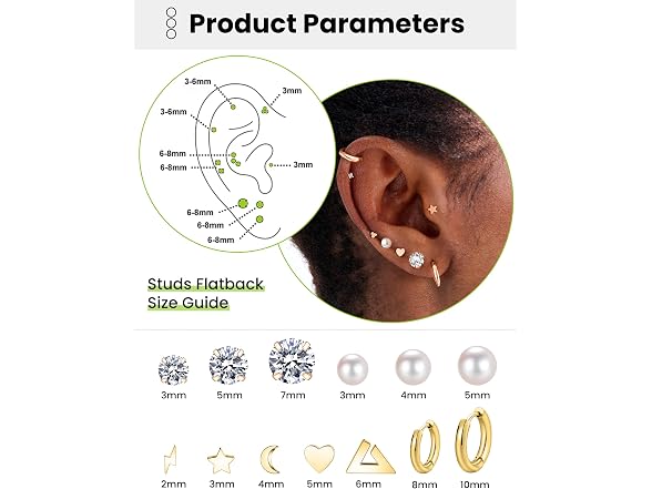 Wssxc Surgical Steel Earrings Set