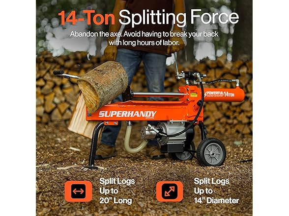 SuperHandy Electric Log Splitter - 14 Ton 2.5eHP