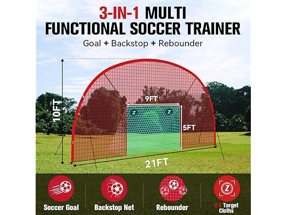 ZEALFEEL 3-in-1 Soccer Backstop Net