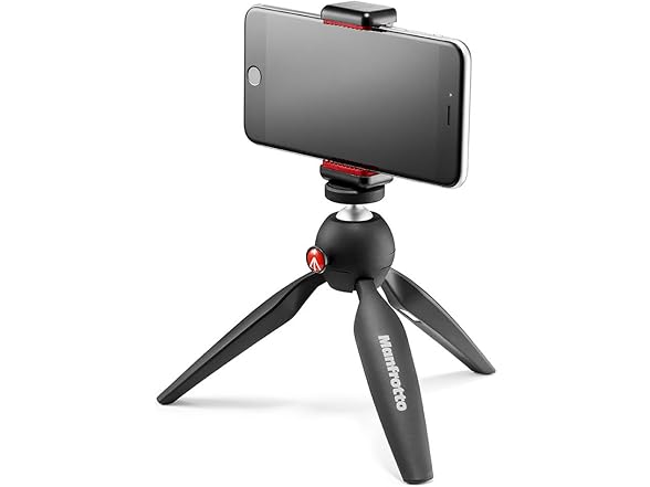 Manfrotto Pixi Mini Tripod with Smartphone Clamp, Black
