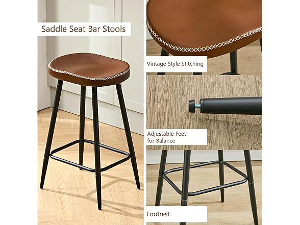 FIRAVOE Bar Stools Set of 2, Modern 24" Counter Height Bar S (Open Box)