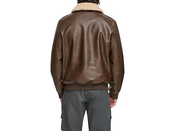 Levis Mens Faux Leather Bomber w/ Collar