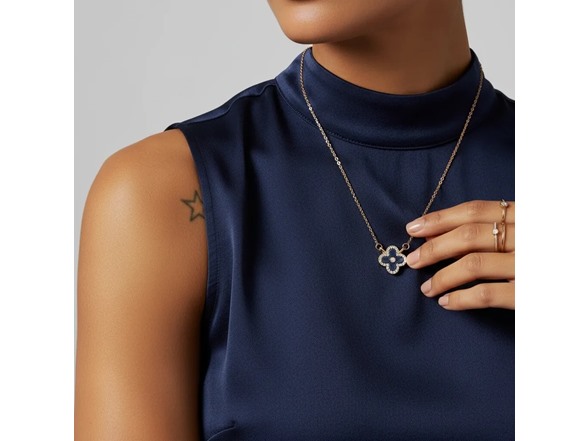 Clover CZ Halo Necklace - Black