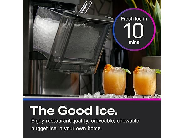 GE Profile Opal 2.0 Countertop Nugget Ice Maker Black Stainless Steel