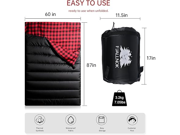 Red/Black Flannel Queen Size Sleeping Bag