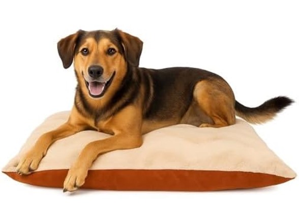 Furhaven Large Plush & Twill High-Loft Pillow Pet Bed, Spice