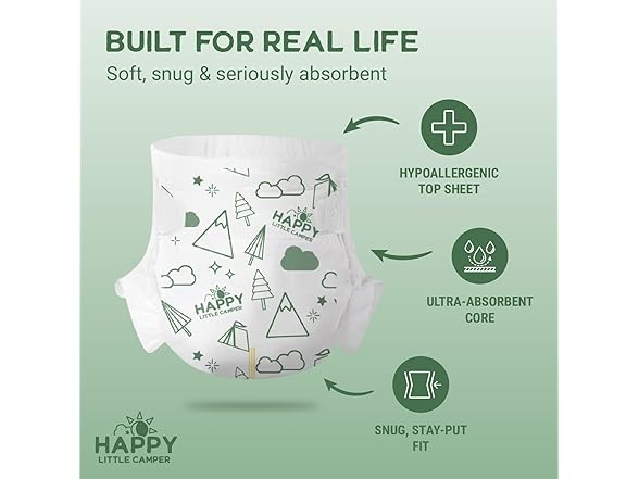 Happy Little Camper Diapers Size 3 200ct