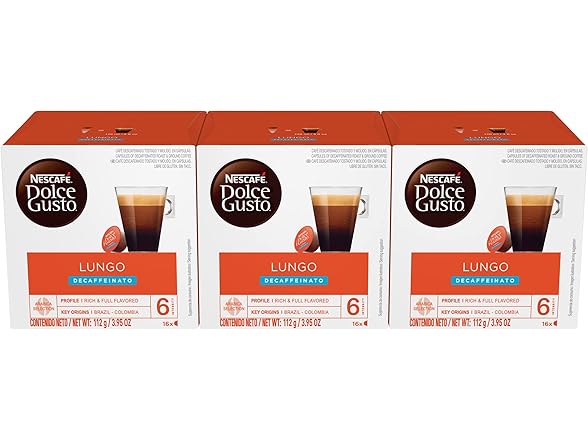 3PK Nescafe Dolce Gusto Coffee Pods, Lungo Decaf
