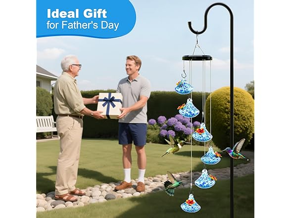Grebilux Wind Chime Glass Hummingbird Feeder