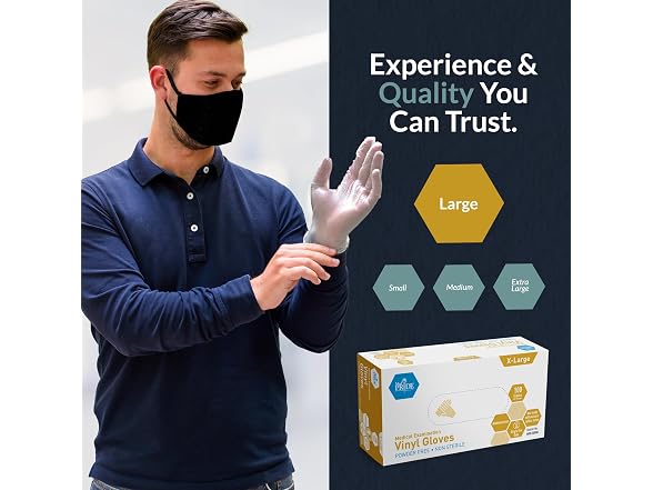 MED PRIDE Vinyl Exam Gloves XLarge 100ct