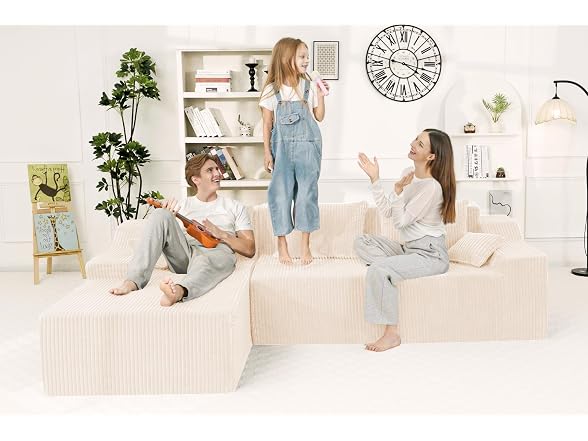 101'' Beige Modular Sectional Sofa Cloud Couch