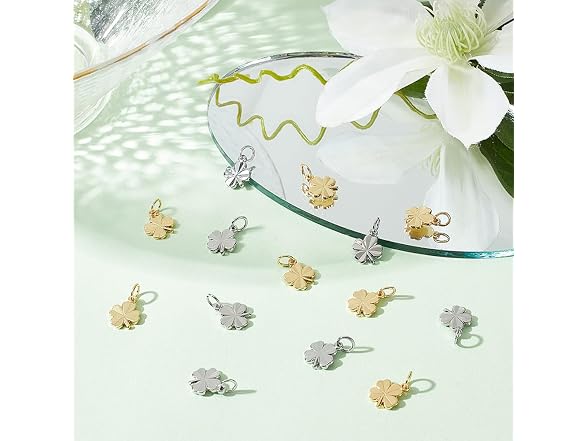BENECREAT 28 PCS Gold Plated Four Leaf Clover Bra