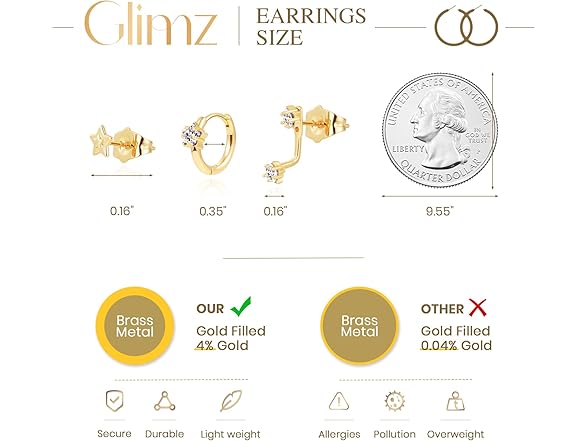 Glimz Gold Hoop Star Earrings Set