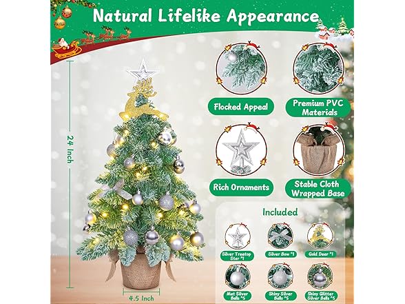 Bosceos 24" Mini Prelit Christmas Tree