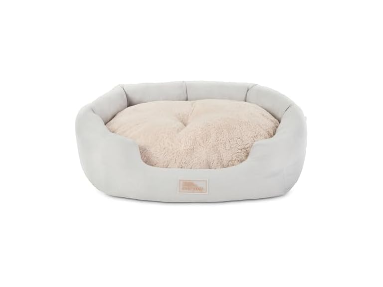 TOWN & COUNTRY EVERYDAY CuddleTown Faux Linen Comfy Cozy Cuddler Pet Bed, Supportive & Calming, Non-Slip Bottom, Machine Washable Cover, Grey, Small 22"x20"x7"