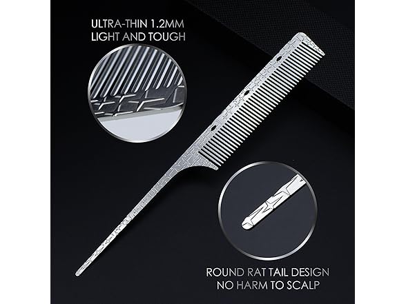 Dolmifapro 2 Pcs Metal Comb, Rat Tail