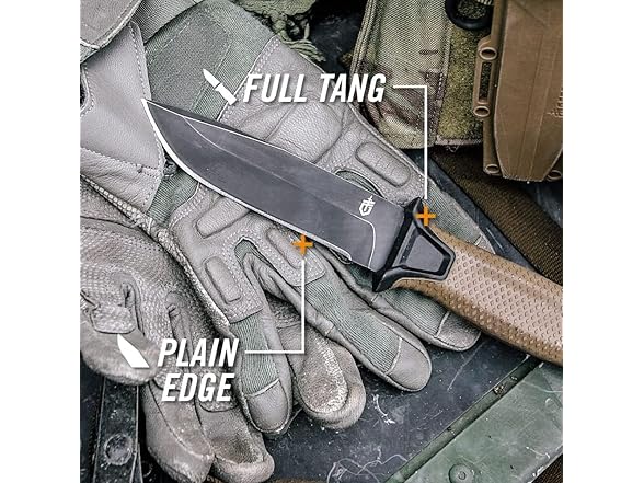 Gerber Gear StrongArm - Fixed-Blade Camping & Hunting Knife with Striking Pommel & Sheath - Premium Survival Gear - Made in USA - Coyote Brown, Serrated Edge (Open Box)