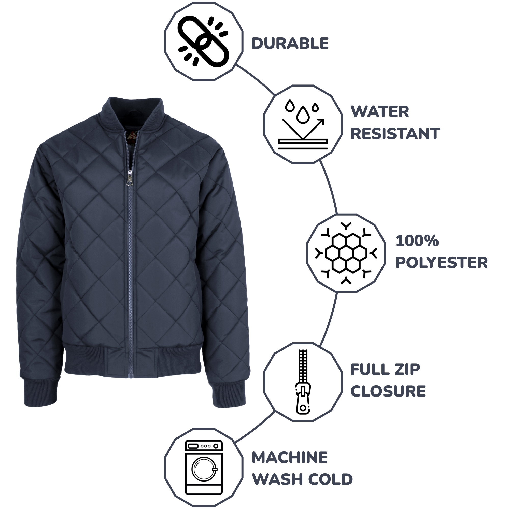 Mens Heavyweight Quilted Bomber Jacket - Gallery 17