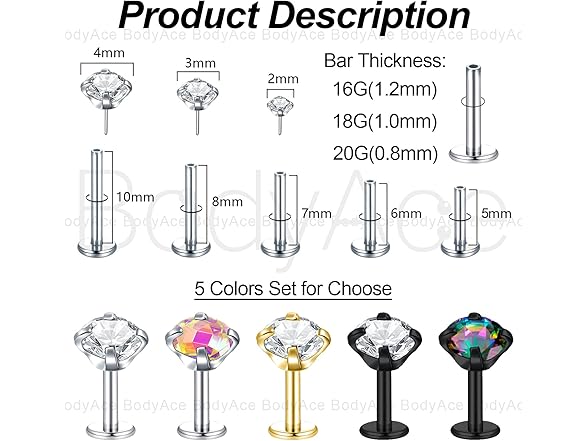 Threadless Push in Nose Ring Studs