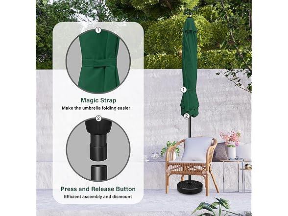 YSSOA 7.5' Patio Umbrella, Green