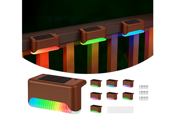 8-Pk Solar LED Deck & Step Lights- Choose Color