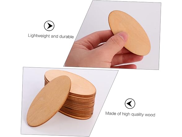 EXCEART 240 Pcs Oval Wood Trim DIY Crafts