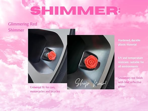 Red Rose Tire Valve Stem Caps