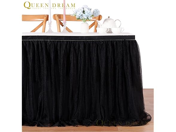 QueenDream Black Tulle Tutu Table Skirts