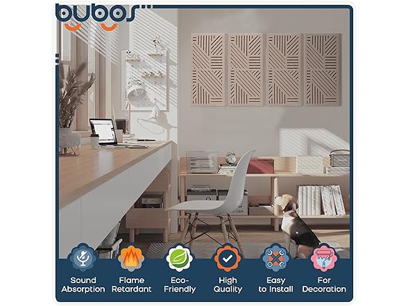 BUBOS 4 Pack Acoustic Wall Panels