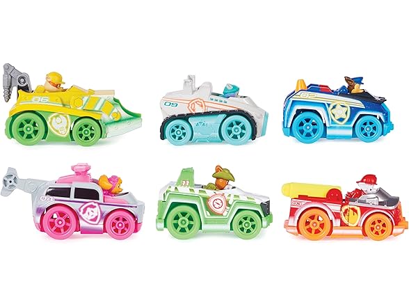 Paw Patrol, True Metal Neon Rescue Vehicle Gift Pack of 6