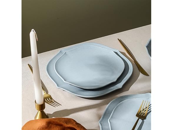 Stone Lain Baskerville 12-Piece Dinnerware Set, Light Blue