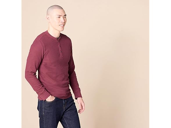 AE Mens LS Waffle Henley SlimFit